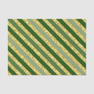 SHADES OF GREEN & GOLD GLITTER LOOK STRIPES TISSUE PAPER