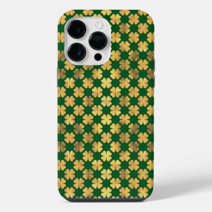SHADES OF GREEN & GOLD IRISH SHAMROCKS iPhone 14 PRO MAX CASE