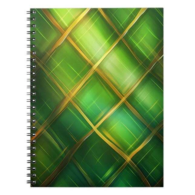 SHADES OF GREEN IRISH CELTIC PLAID PATTERN NOTEBOOK (Front)