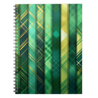 SHADES OF GREEN IRISH CELTIC PLAID PATTERN NOTEBOOK