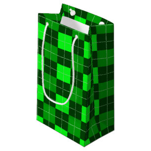 SHADES OF GREEN IRISH CELTIC PLAID PATTERN SMALL GIFT BAG