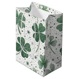 SHADES OF GREEN IRISH CELTIC SHAMROCKS MEDIUM GIFT BAG