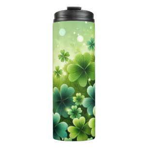 SHADES OF GREEN IRISH CELTIC SHAMROCKS THERMAL TUMBLER