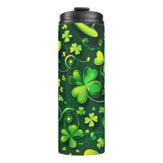 SHADES OF GREEN IRISH CELTIC SHAMROCKS THERMAL TUMBLER