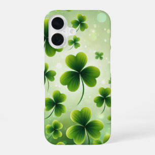 SHADES OF GREEN IRISH CLOVER SHAMROCKS iPhone 16 CASE