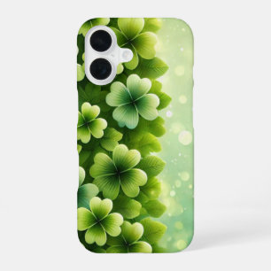 SHADES OF GREEN IRISH CLOVER SHAMROCKS iPhone 16 CASE