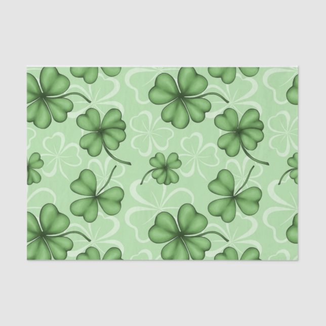 SHADES OF GREEN IRISH SHAMROCKS TISSUE PAPER (Front)