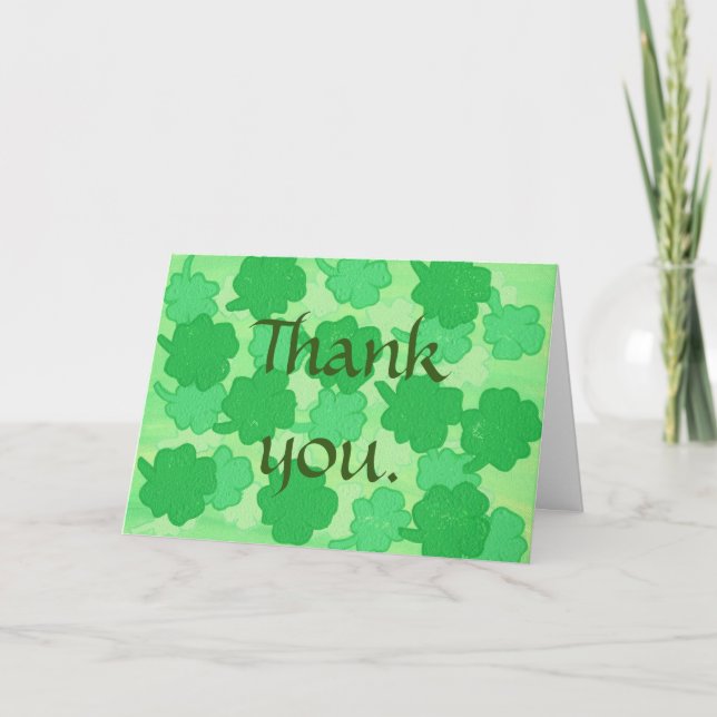 Shades of Green Shamrock Collage Thank you Cards (Front)