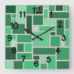 Shades of Green  Square Wall Clock