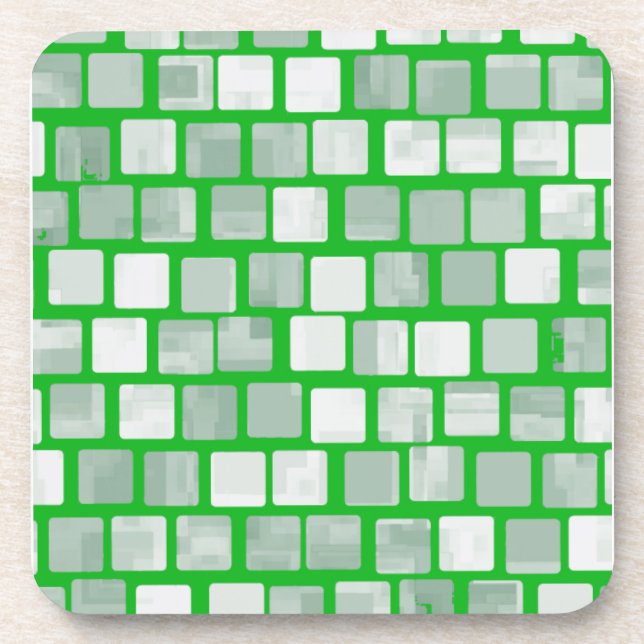 Shades of Green Squares Coaster (Front)