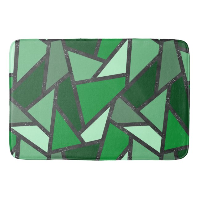 Shades of green stained glass pattern bath mat (Front)