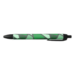 Shades of green stained glass pattern black ink pen
