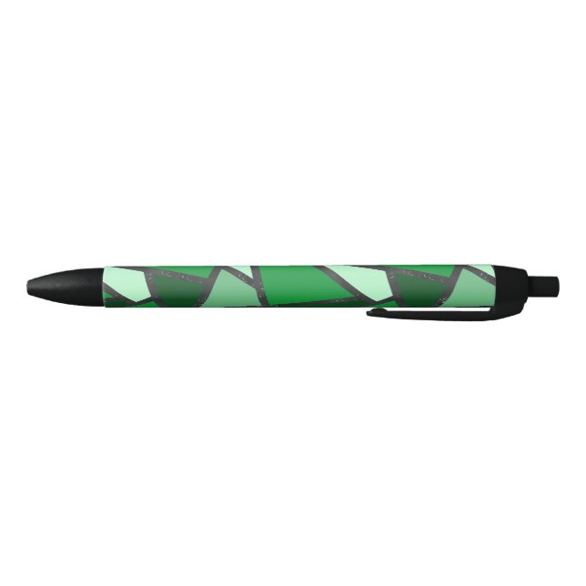 Shades of green stained glass pattern black ink pen (Bottom)