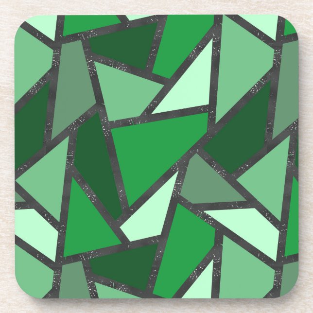 Shades of green stained glass pattern coaster (Front)