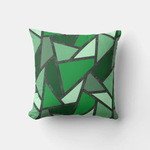 Shades of green stained glass pattern cushion