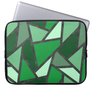 Shades of green stained glass pattern laptop sleeve