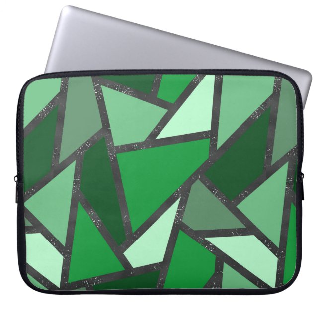 Shades of green stained glass pattern laptop sleeve (Front)