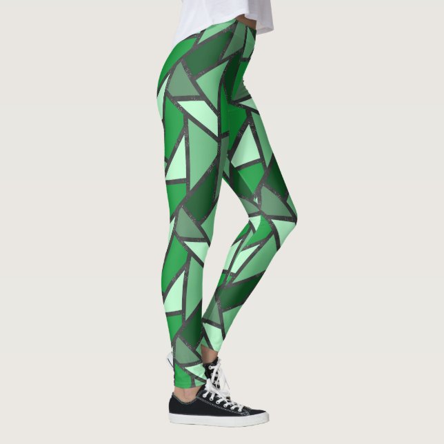 Shades of green stained glass pattern leggings (Right)