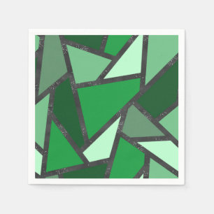 Shades of green stained glass pattern napkin
