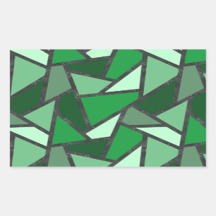 Shades of green stained glass pattern rectangular sticker