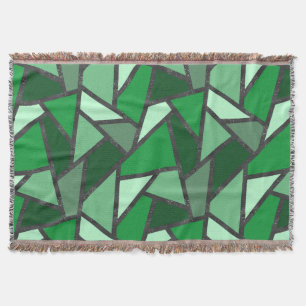 Shades of green stained glass pattern throw blanket