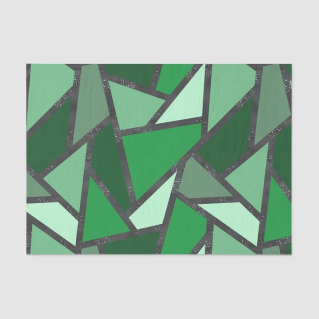 Shades of green stained glass pattern tissue paper (Front)
