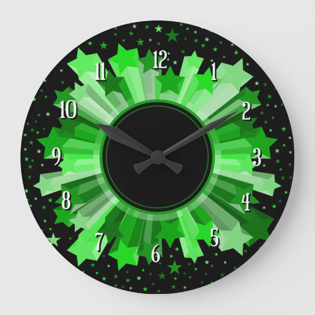 Shades Of Green Starburst Wall Clock (Front)