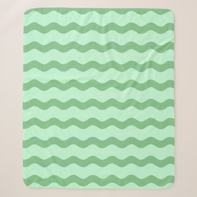 Shades of Green Stripes Sherpa Blanket (Front)