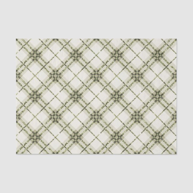SHADES OF GREEN & WHITE PLAID PATTERNS TISSUE PAPER (Front)