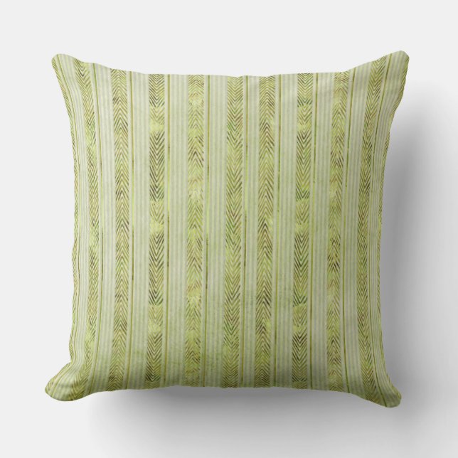 SHADES OF GREEN WITH BRANCHES LEAVES & STRIPES CUSHION (Front)
