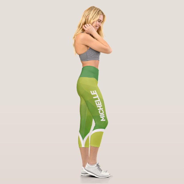 Shades of green with name modern capri leggings (Right)
