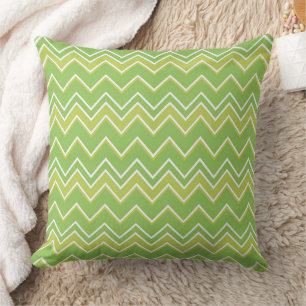 Shades of Green Zig Zag Chevron Pattern Cushion