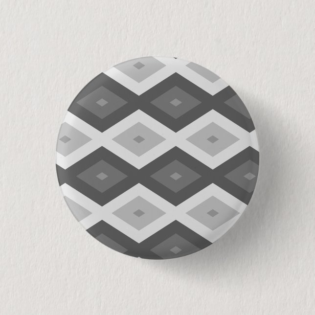 Shades of grey diamond pattern 3 cm round badge (Front)