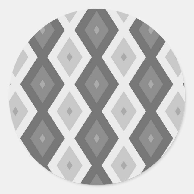 Shades of grey diamond pattern classic round sticker (Front)