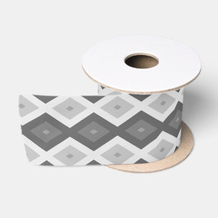 Shades of grey diamond pattern satin ribbon