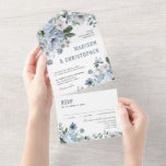 Shades of Grey Dusty Blue Winter Rustic Wedding Al All In One Invitation<br><div class="desc">Elegant floral winter wedding invitation features elegant grey and icy blue watercolor flower bouquet frosty-hued greenery. Please contact me for any help in customisation or if you need any other product with this design.</div>