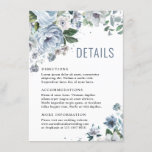 Shades of Grey Dusty Blue Winter Rustic Wedding    Enclosure Card<br><div class="desc">Elegant floral winter wedding details card features elegant grey and icy blue watercolor flower bouquet frosty-hued greenery. Please contact me for any help in customisation or if you need any other product with this design.</div>