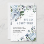 Shades of Grey Dusty Blue Winter Rustic Wedding    Invitation<br><div class="desc">Elegant floral winter wedding invitation features elegant grey and icy blue watercolor flower bouquet frosty-hued greenery. Please contact me for any help in customisation or if you need any other product with this design.</div>