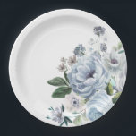 Shades of Grey Dusty Blue Winter Rustic Wedding Paper Plate<br><div class="desc">Elegant floral winter wedding plate features elegant grey and icy blue watercolor flower bouquet frosty-hued greenery. Please contact me for any help in customisation or if you need any other product with this design.</div>