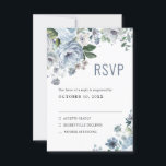 Shades of Grey Dusty Blue Winter Rustic Wedding RS RSVP Card<br><div class="desc">Elegant floral winter wedding RSVP card features elegant grey and icy blue watercolor flower bouquet frosty-hued greenery. Please contact me for any help in customisation or if you need any other product with this design.</div>