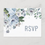 Shades of Grey Dusty Blue Winter  Wedding RSVP Pos Postcard<br><div class="desc">Elegant floral winter wedding RSVP postcard features elegant grey and icy blue watercolor flower bouquet frosty-hued greenery. Please contact me for any help in customisation or if you need any other product with this design.</div>