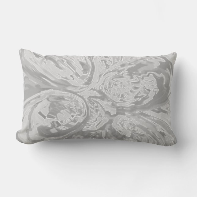 Shades of Grey - Elegant Classic Grey Abstract Art Lumbar Cushion (Front)