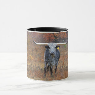 Shades of Grey Longhorn Cow Farm Art Mug