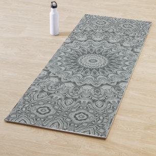 Shades of Grey Mandala Kaleidoscope Medallion Yoga Mat