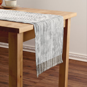 Shades of Grey Marble & Stripe Pattern Long Table Runner