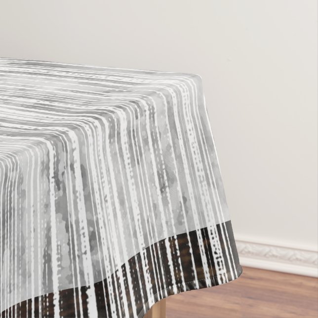 Shades of Grey Marble & Stripe Pattern Tablecloth (In Situ)