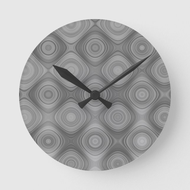 Shades of Grey Modern Pattern Round Clock (Front)