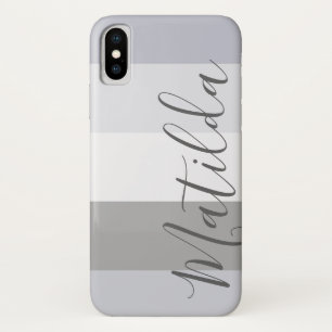 Shades of grey Ombre Stripe Personalised Name Case-Mate iPhone Case
