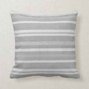 Shades of Grey & White Linen Look Striped Pillow