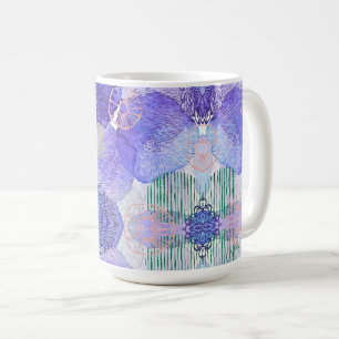 Shades of Lavender and Green Abstract Flowers Coffee Mug